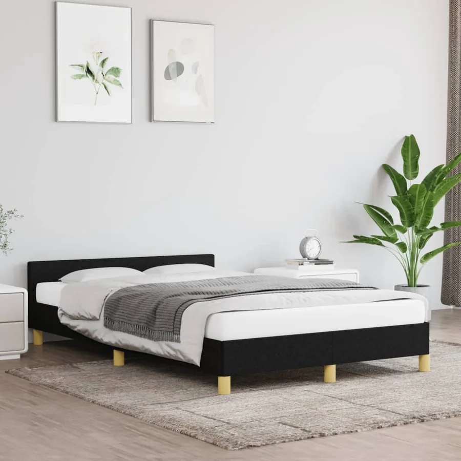 Cadre de lit sans matelas noir 120x190 cm tissu
