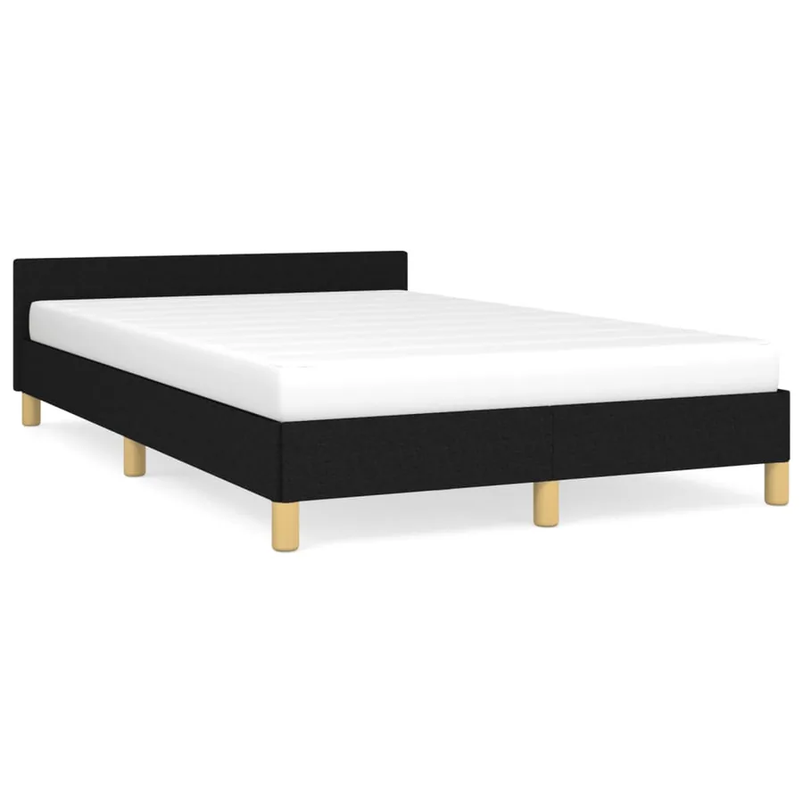Cadre de lit sans matelas noir 120x190 cm tissu - 2