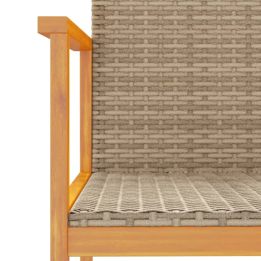 Chaises de jardin lot de 2 beige résine tressée et bois massif - 8