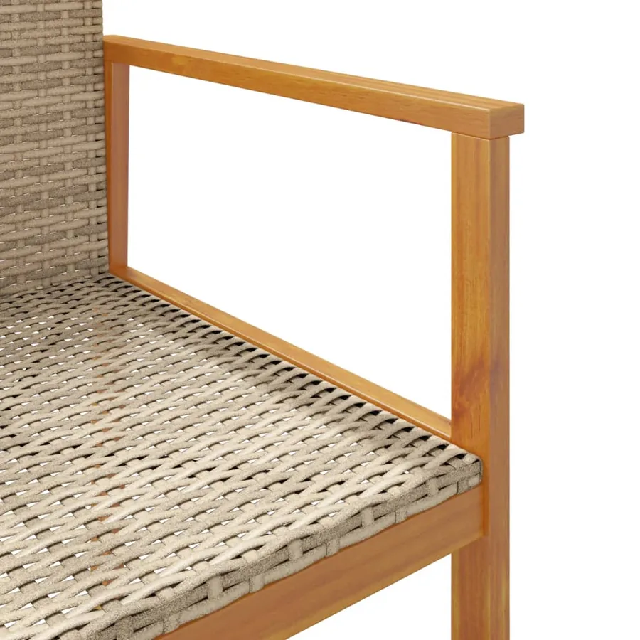 Chaises de jardin lot de 2 beige résine tressée et bois massif - 9