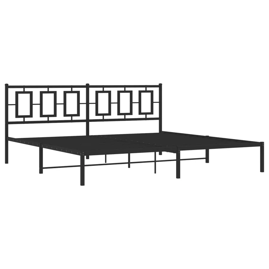 Cadre de lit métal sans matelas avec tête de lit noir 200x200cm - 3