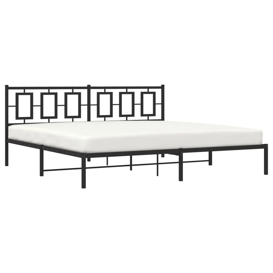 Cadre de lit métal sans matelas avec tête de lit noir 200x200cm - 4