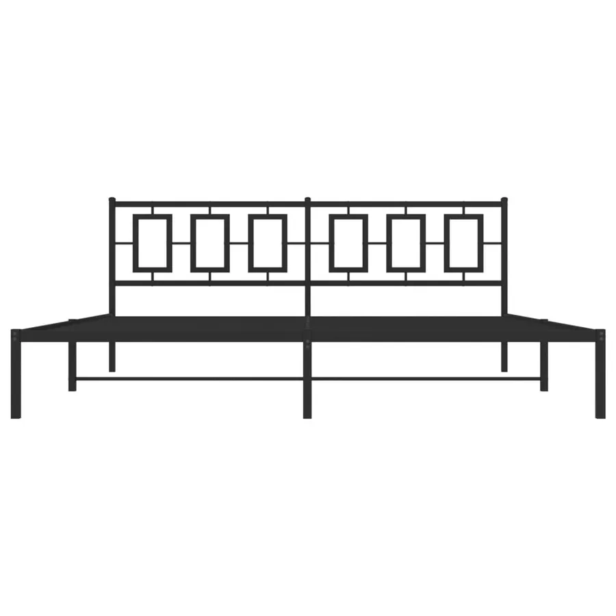 Cadre de lit métal sans matelas avec tête de lit noir 200x200cm - 5