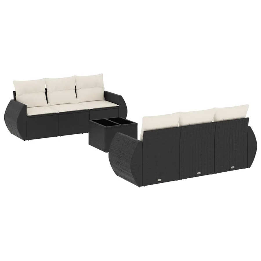Salon de jardin 7 pcs avec coussins noir résine tressée 70 x 62 x 69 cm - 62,6 kg - 2