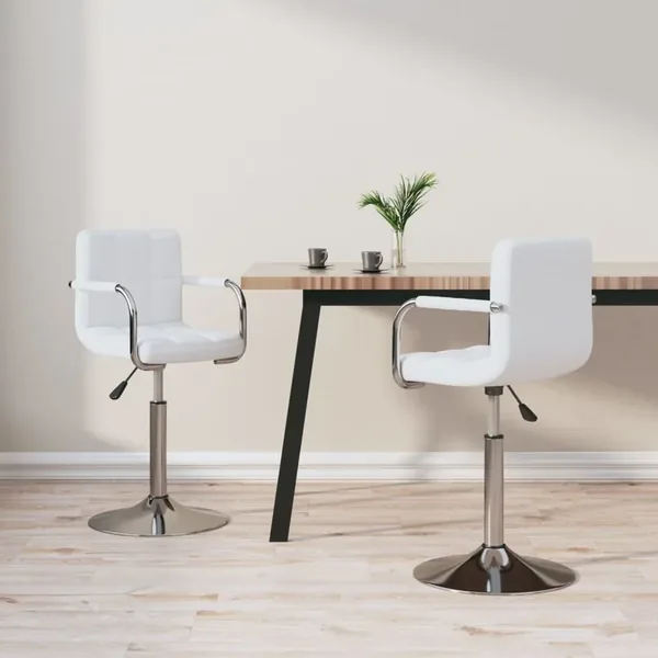 Chaises pivotantes à manger lot de 2 blanc similicuir