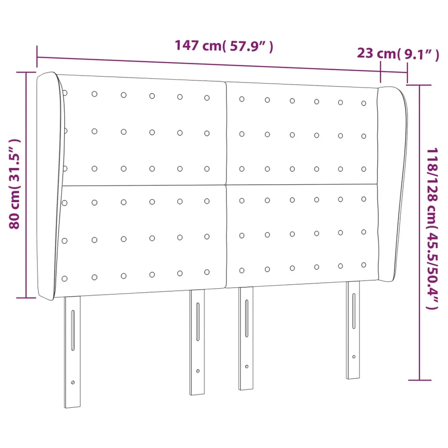 Tête de lit avec oreilles Cappuccino 147x23x118/128 cm - 9