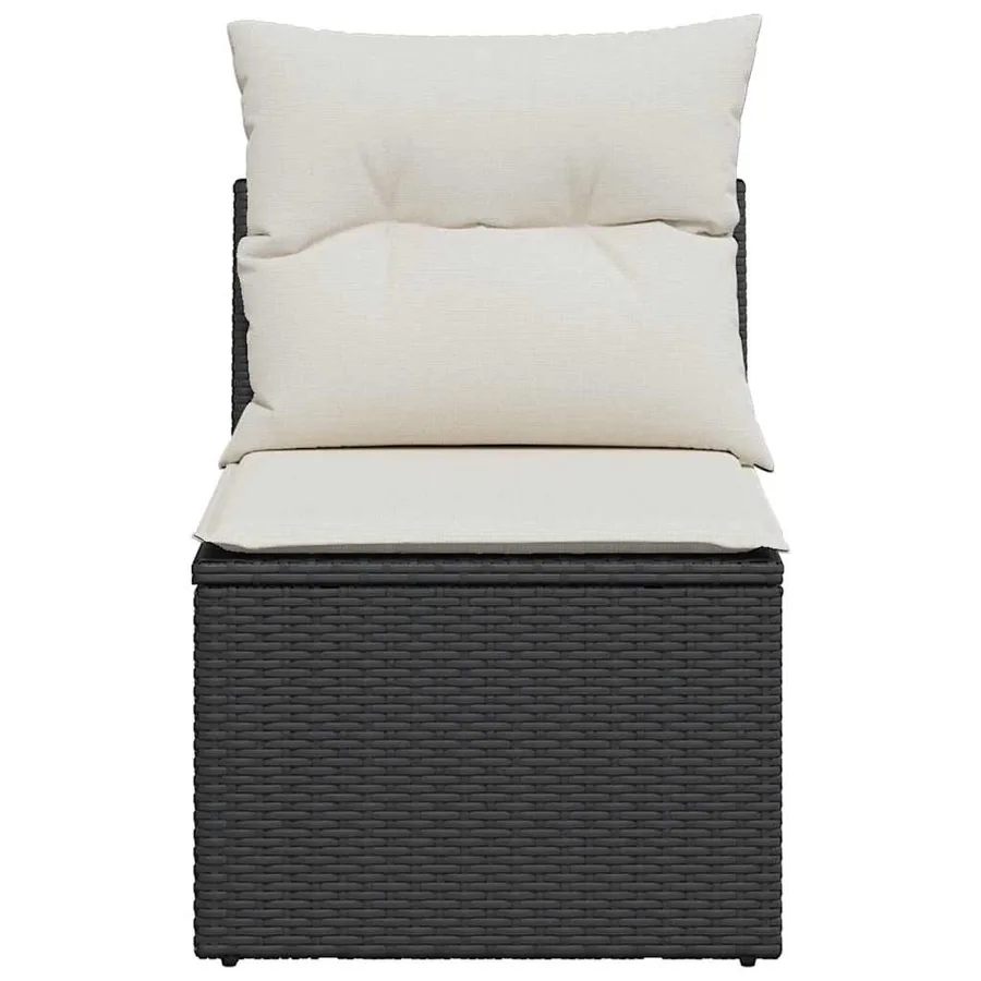 Chaise de jardin sans accoudoirs avec coussins noir poly rotin - 4