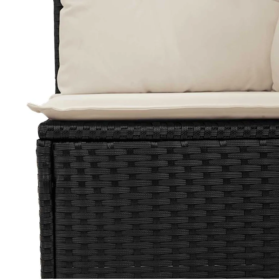 Chaise de jardin sans accoudoirs avec coussins noir poly rotin - 9