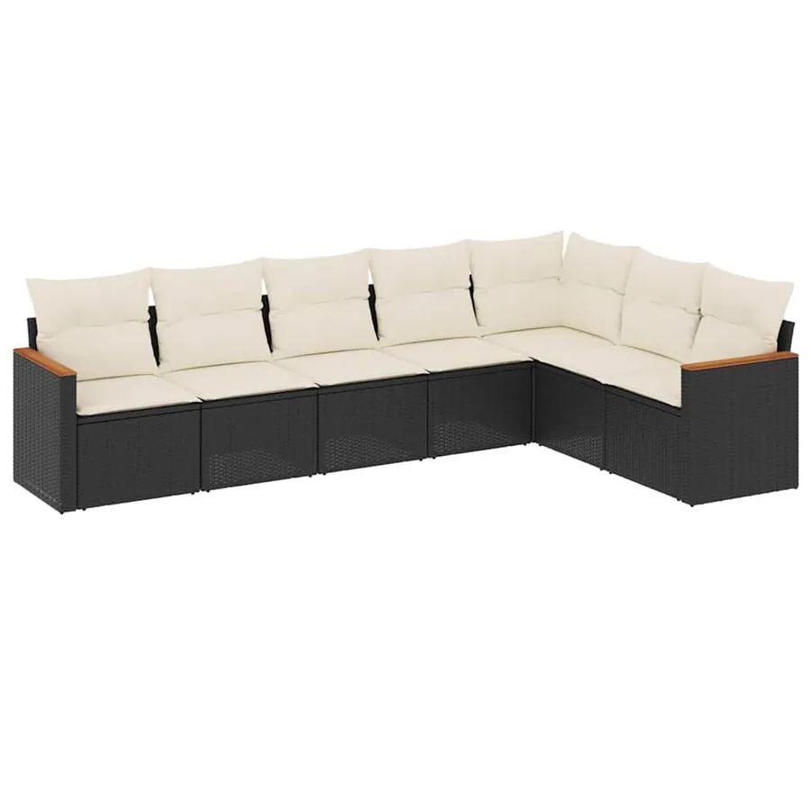 Salon de jardin 7 pcs avec coussins noir résine tressée 62 x 62 x 69 cm - 61,2 kg - 2