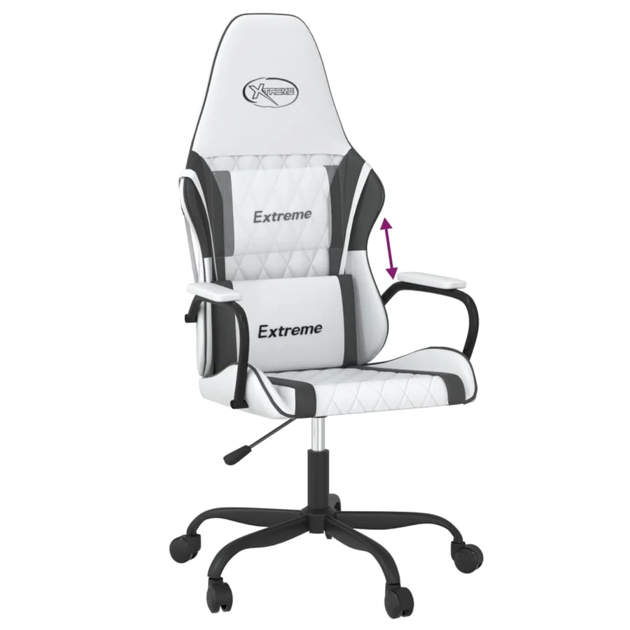 Chaise de jeu Blanc et noir Similicuir - 6