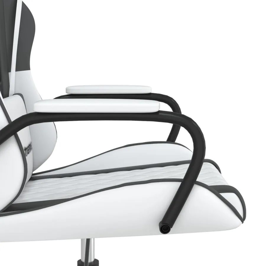 Chaise de jeu Blanc et noir Similicuir - 8
