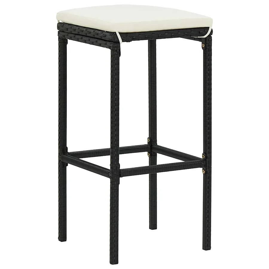 Ensemble de bar de jardin 3 pcs noir bois massif acacia rotin - 4