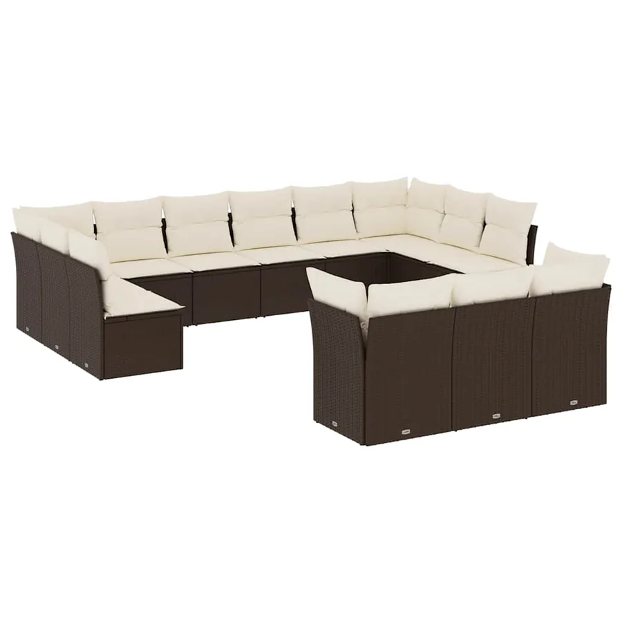 Salon de jardin avec coussins 13 pcs marron résine tressée - 2
