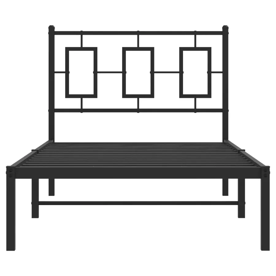 Cadre de lit métal sans matelas avec tête de lit noir 90x200 cm - 5