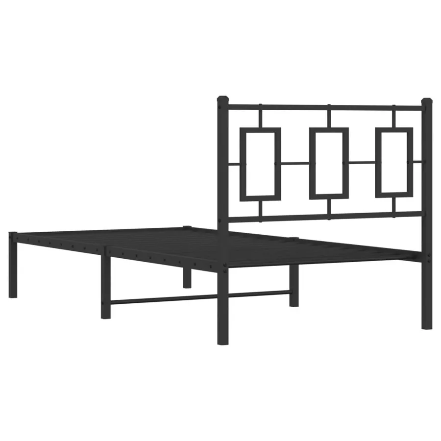 Cadre de lit métal sans matelas avec tête de lit noir 90x200 cm - 7