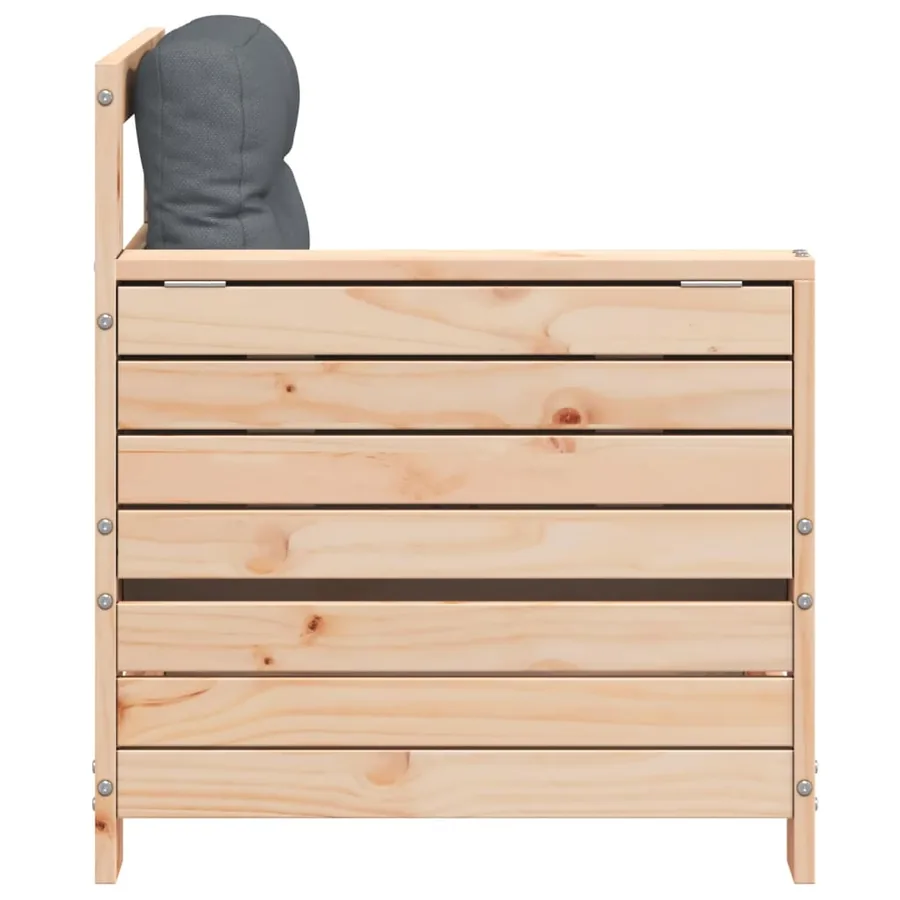 Canapé de jardin accoudoir avec coussin bois massif de pin - 5