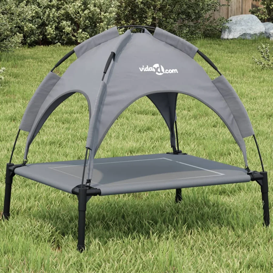 Lit pour chien avec auvent anthracite tissu Oxford et acier