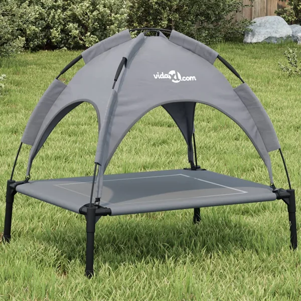 Lit pour chien avec auvent anthracite tissu Oxford et acier