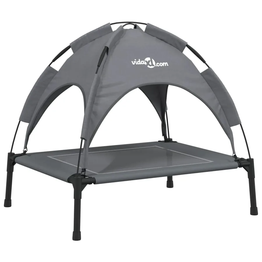 Lit pour chien avec auvent anthracite tissu Oxford et acier - 2