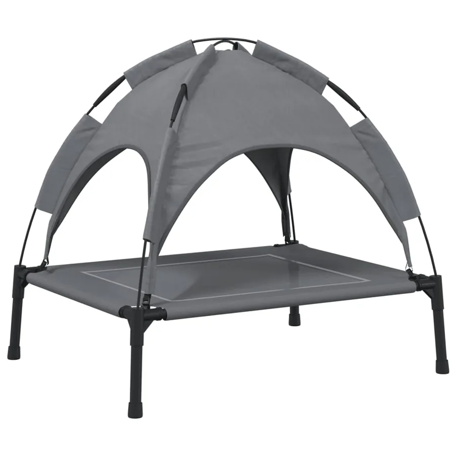 Lit pour chien avec auvent anthracite tissu Oxford et acier - 6