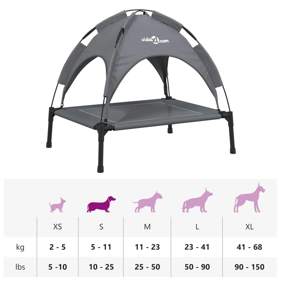 Lit pour chien avec auvent anthracite tissu Oxford et acier - 9