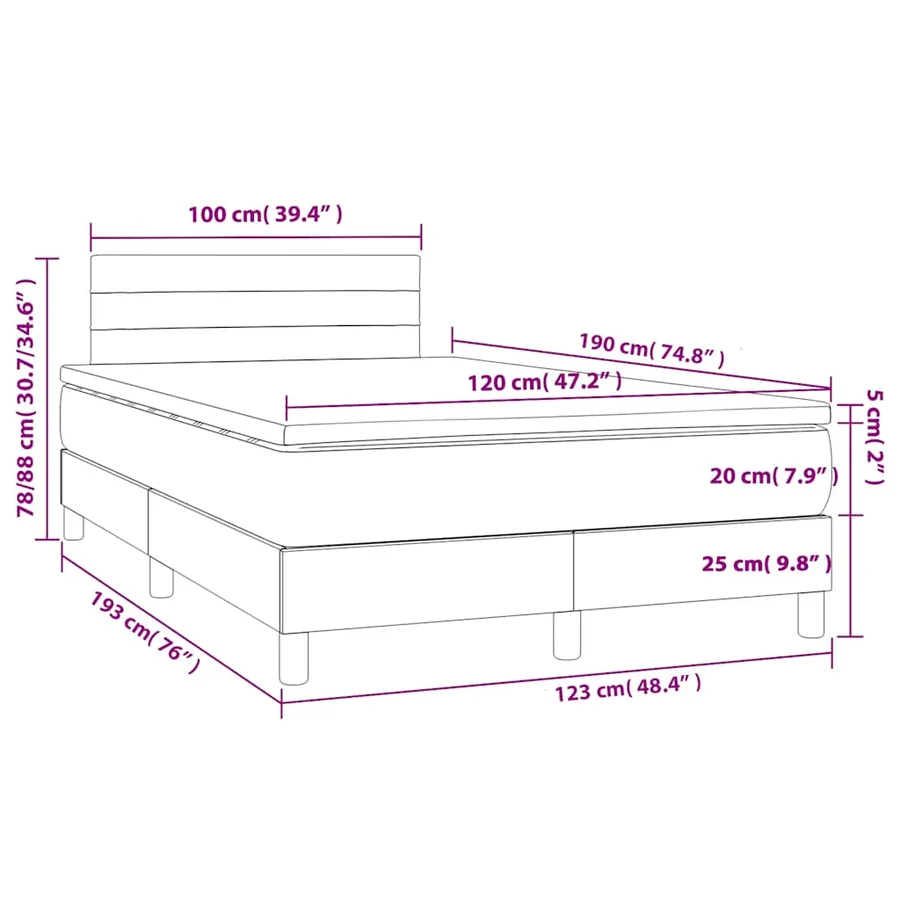 Sommier à lattes de lit et matelas gris clair 120x190 cm tissu - 9