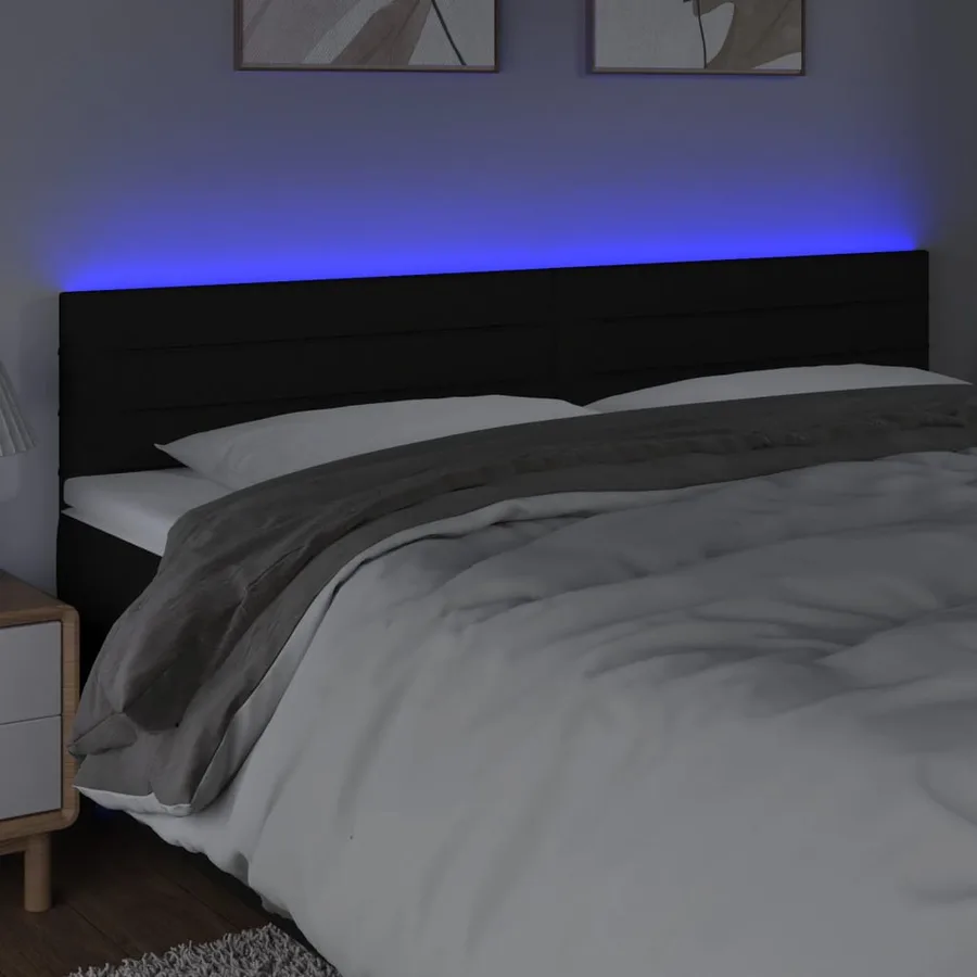 Tête de lit à LED Noir 180x5x78/88 cm Tissu - 3