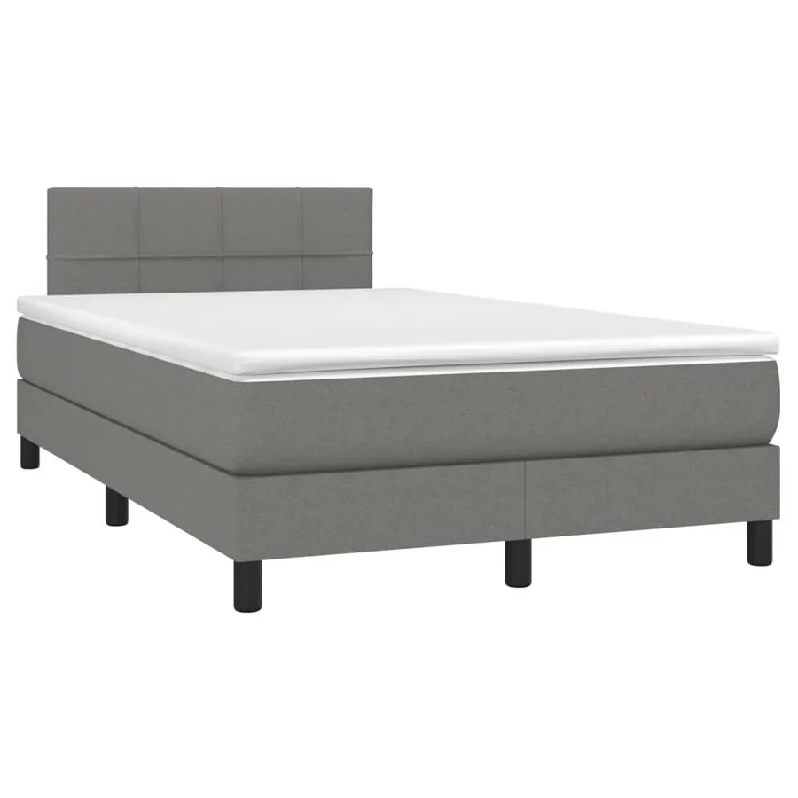 Sommier à lattes de lit matelas LED gris foncé 120x190 cm tissu - 3