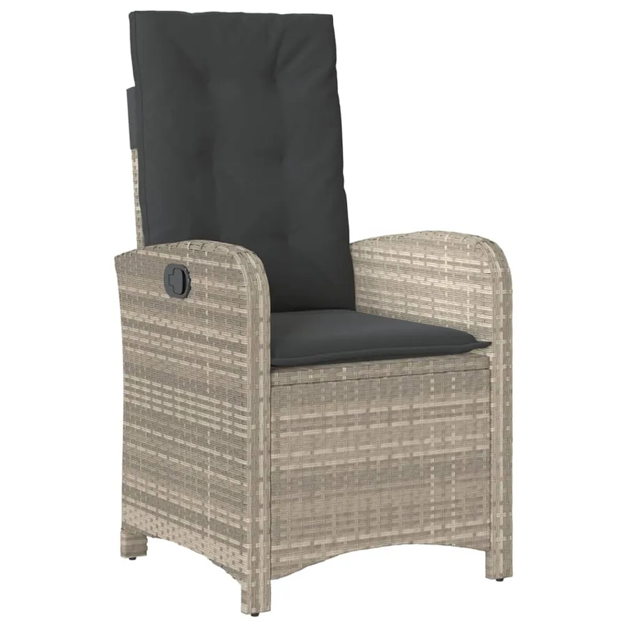 Ensemble à manger de jardin et coussins 9 pcs gris clair rotin - 3