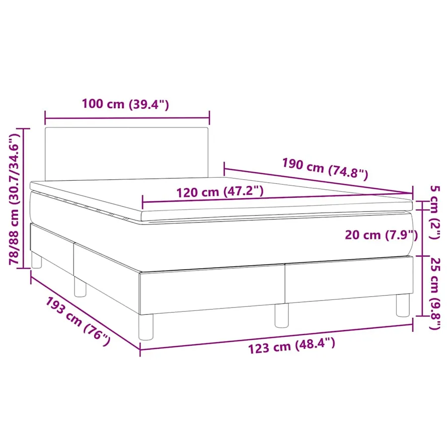 Sommier à lattes de lit matelas LED blanc 120x190 cm similicuir - 11