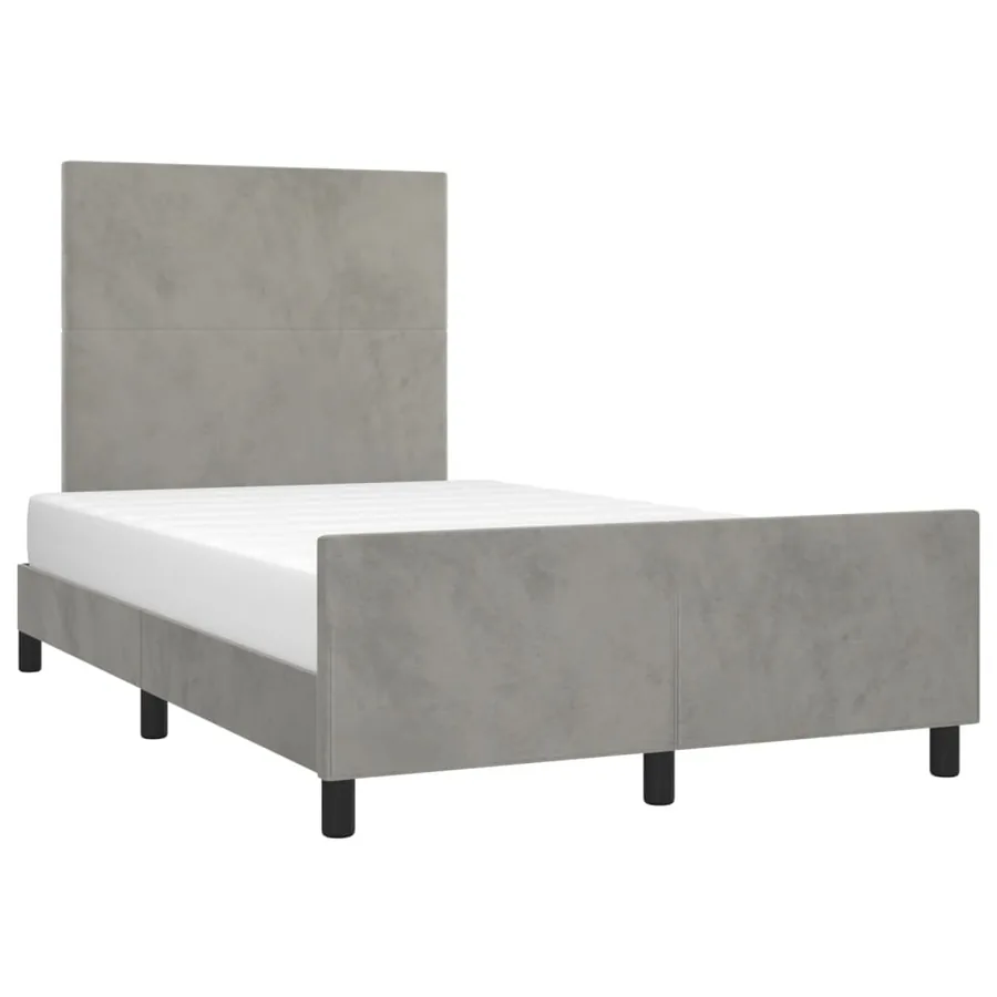 Cadre de lit sans matelas gris clair 120x190 cm velours - 4