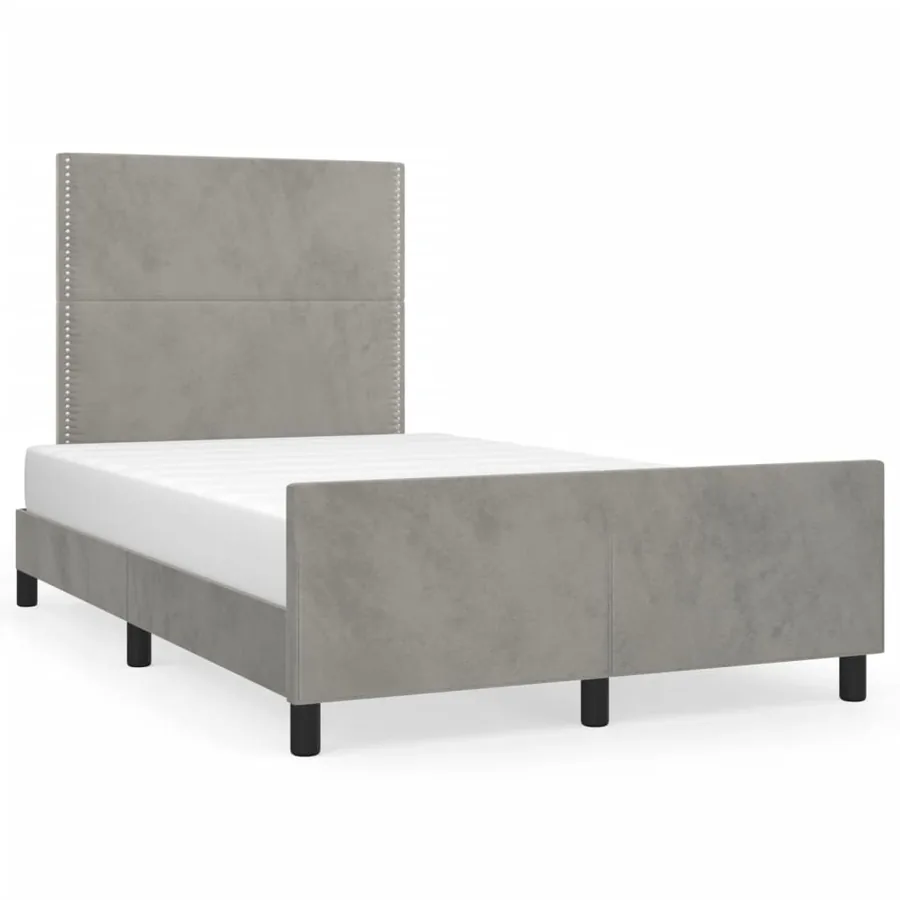 Cadre de lit sans matelas gris clair 120x190 cm velours - 2