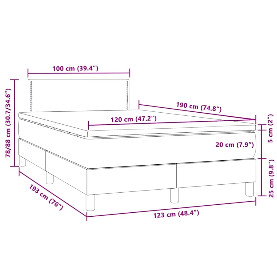Sommier à lattes de lit avec matelas LED gris clair 120x190 cm - 11