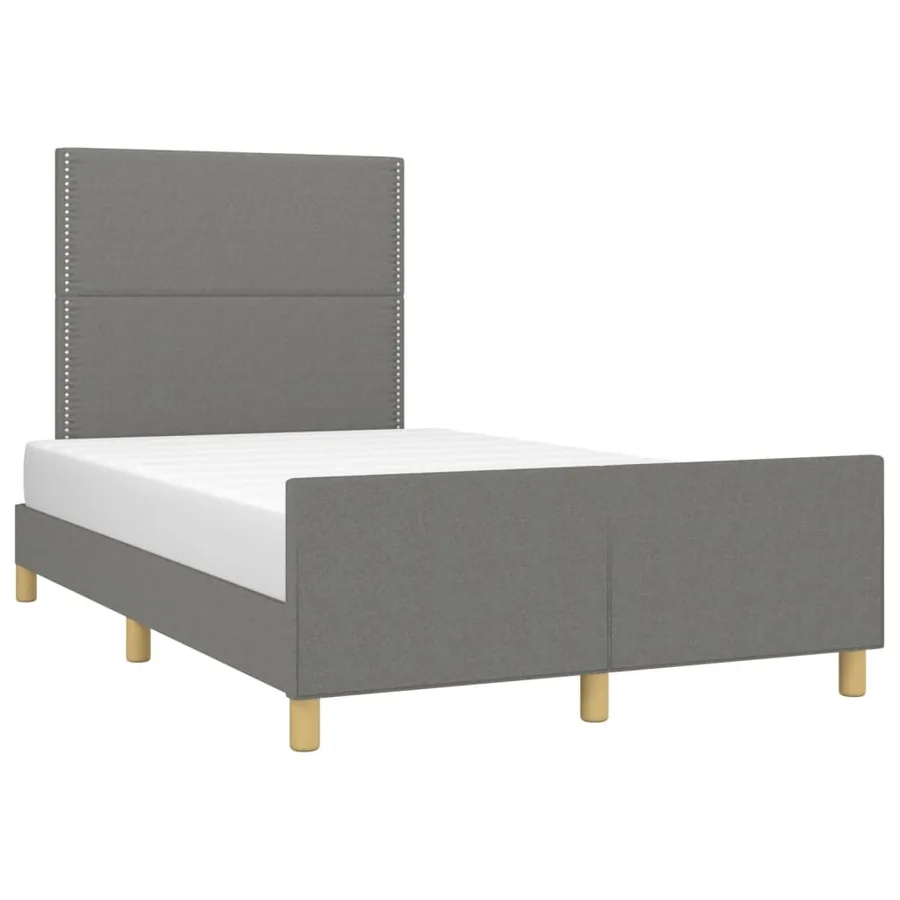 Cadre de lit sans matelas gris foncé 120x190 cm tissu - 4