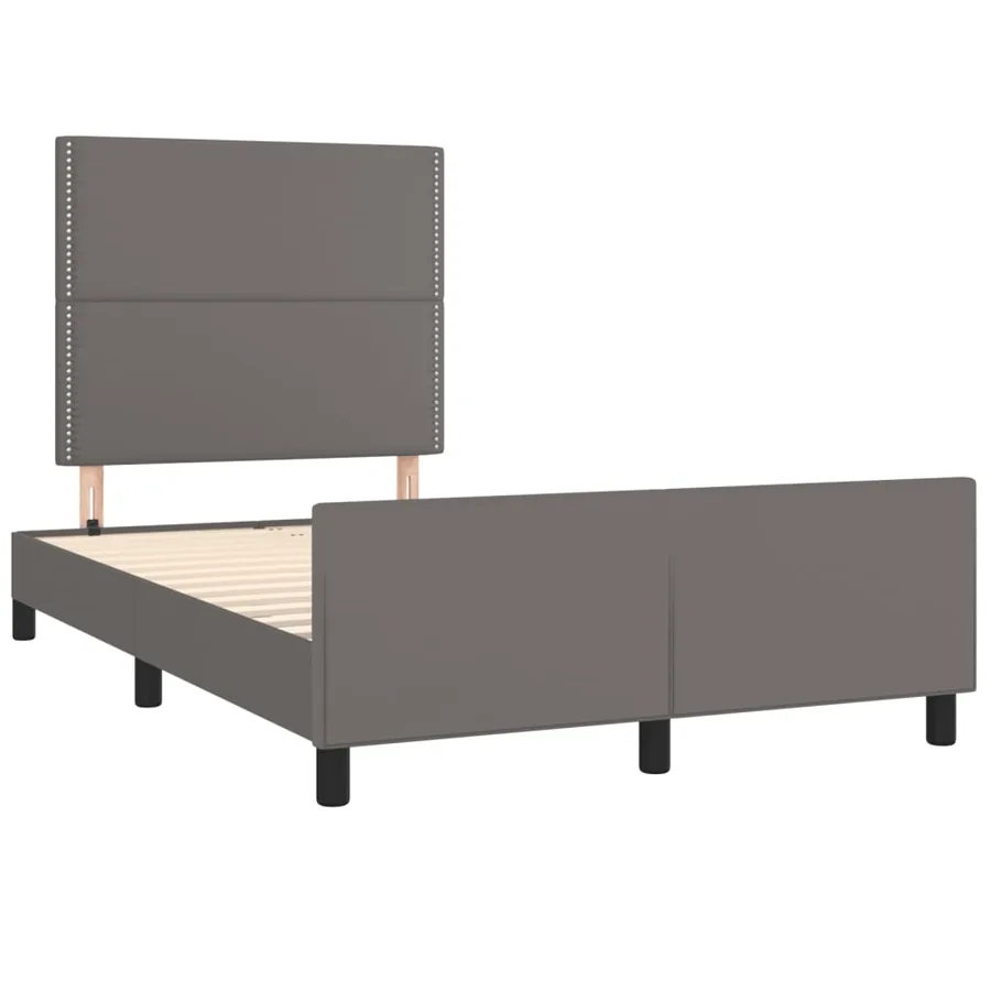Cadre de lit sans matelas gris 120x190 cm similicuir - 3