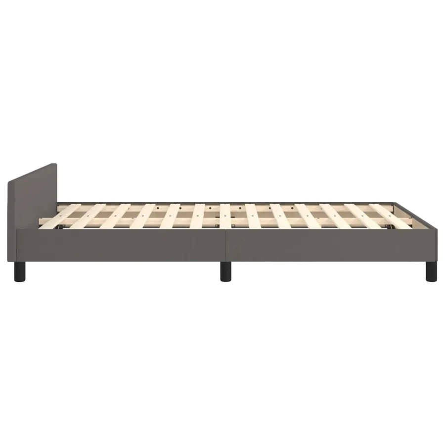 Cadre de lit sans matelas gris 120x190 cm similicuir - 7