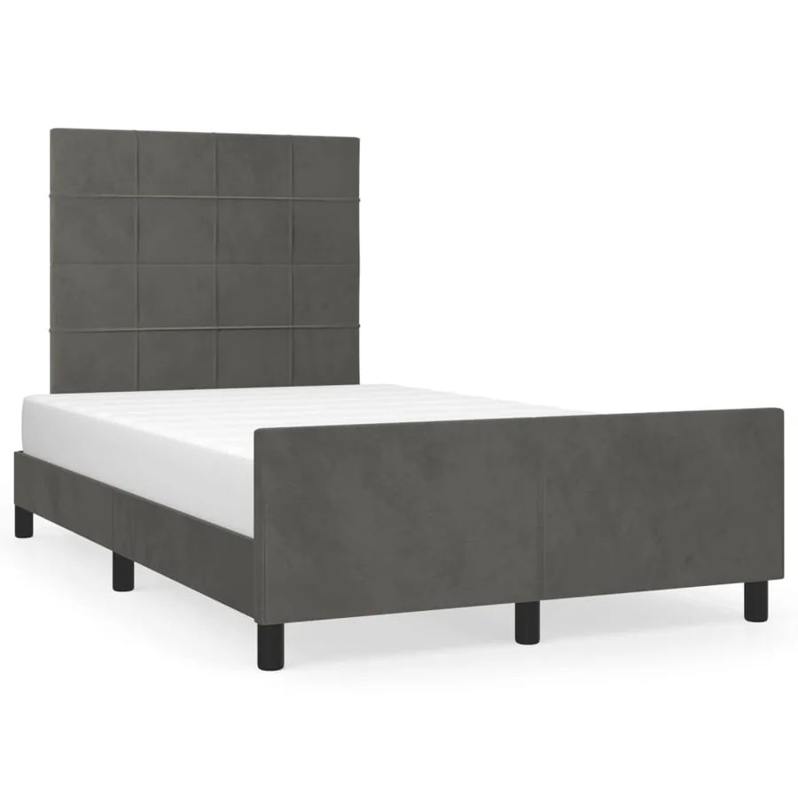 Cadre de lit sans matelas gris foncé 120x190 cm velours - 2