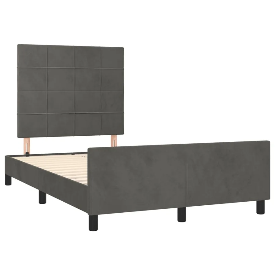 Cadre de lit sans matelas gris foncé 120x190 cm velours - 3