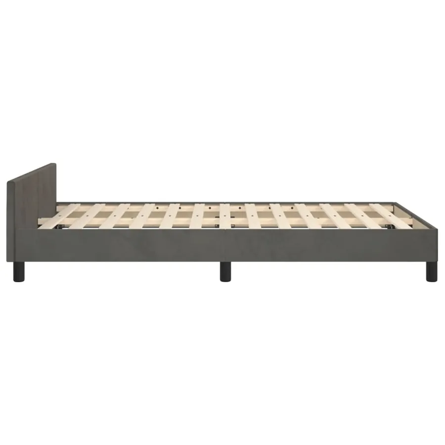 Cadre de lit sans matelas gris foncé 120x190 cm velours - 7