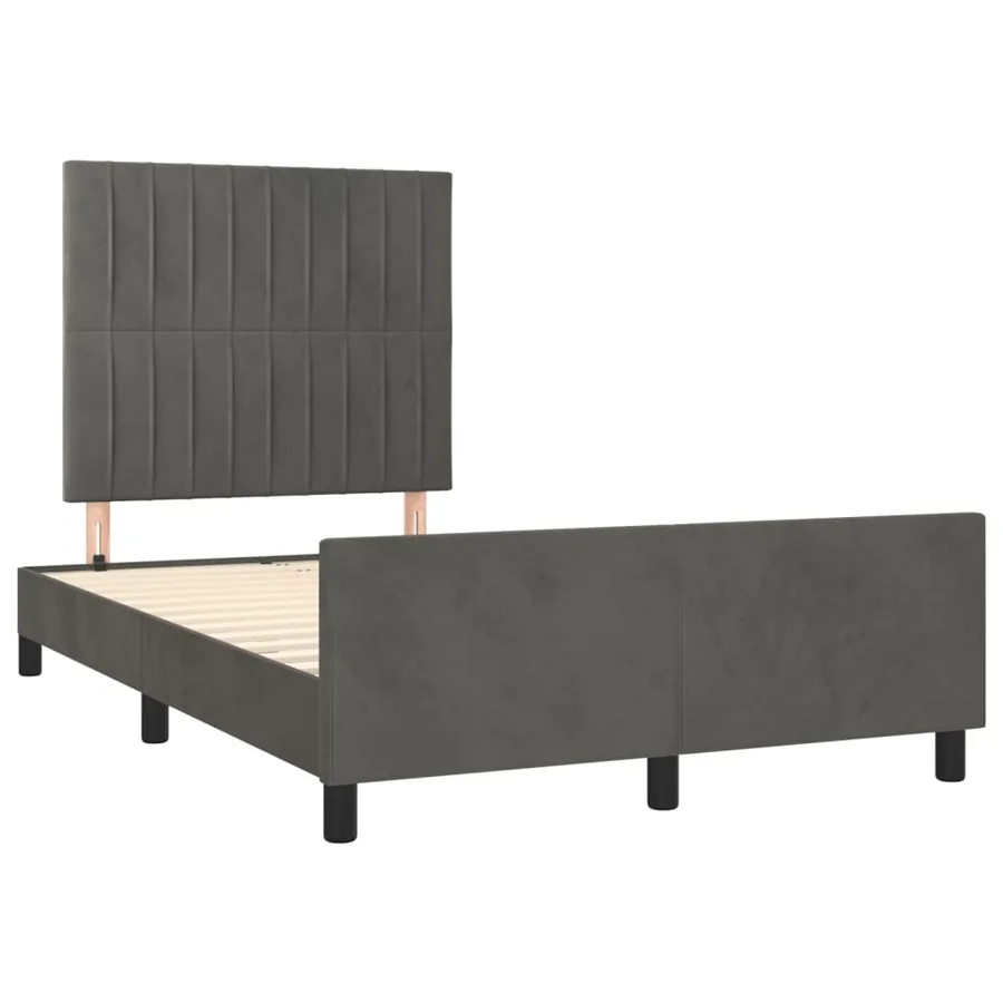 Cadre de lit sans matelas gris foncé 120x190 cm velours - 3