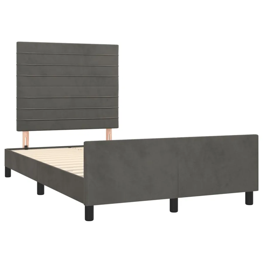 Cadre de lit sans matelas gris foncé 120x190 cm velours - 3