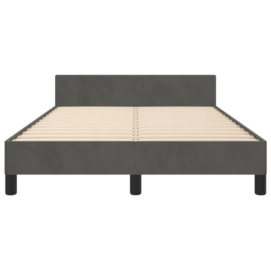 Cadre de lit sans matelas gris foncé 120x190 cm velours - 6