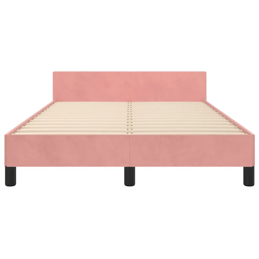 Cadre de lit sans matelas rose 120x190 cm velours - 6