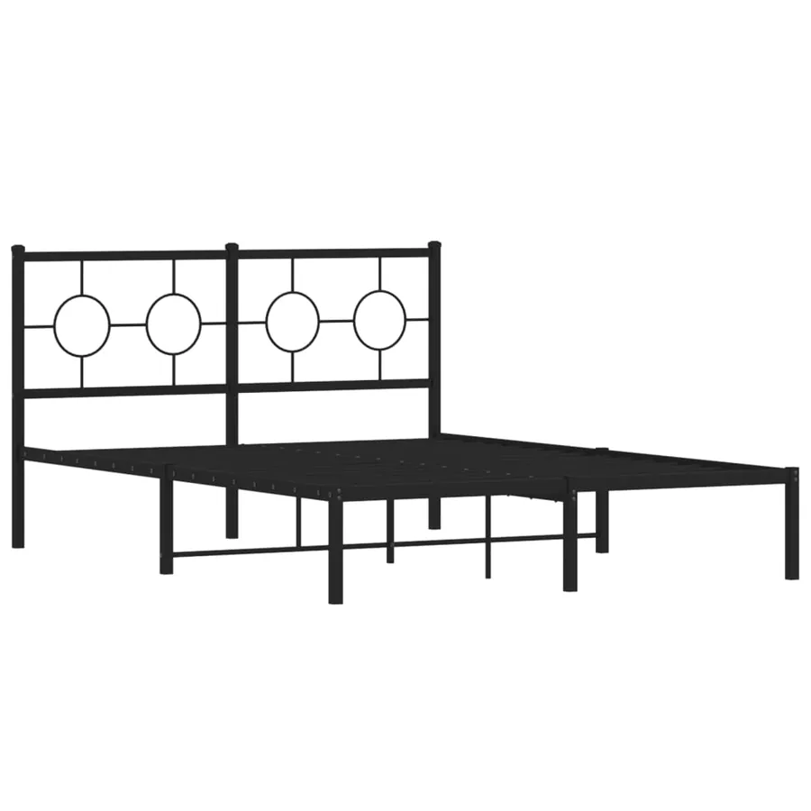 Cadre de lit métal sans matelas avec tête de lit noir 135x190cm - 3