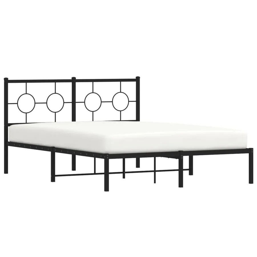 Cadre de lit métal sans matelas avec tête de lit noir 135x190cm - 4