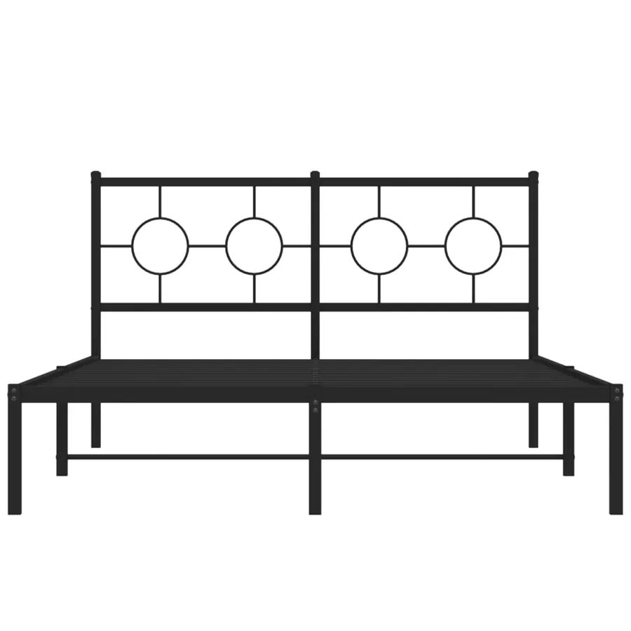Cadre de lit métal sans matelas avec tête de lit noir 135x190cm - 5