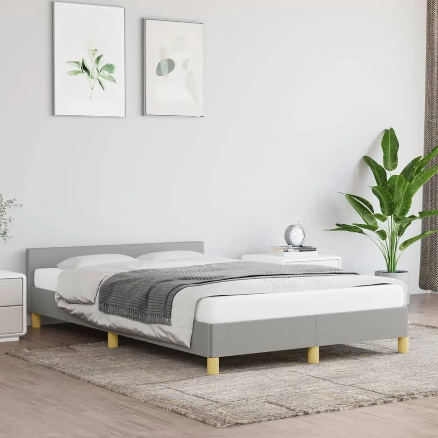 Cadre de lit sans matelas gris clair 120x190 cm tissu