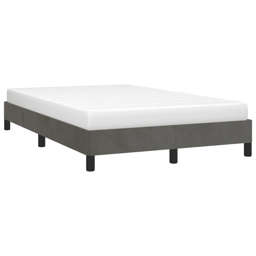 Cadre de lit sans matelas gris foncé 120x190 cm velours - 4
