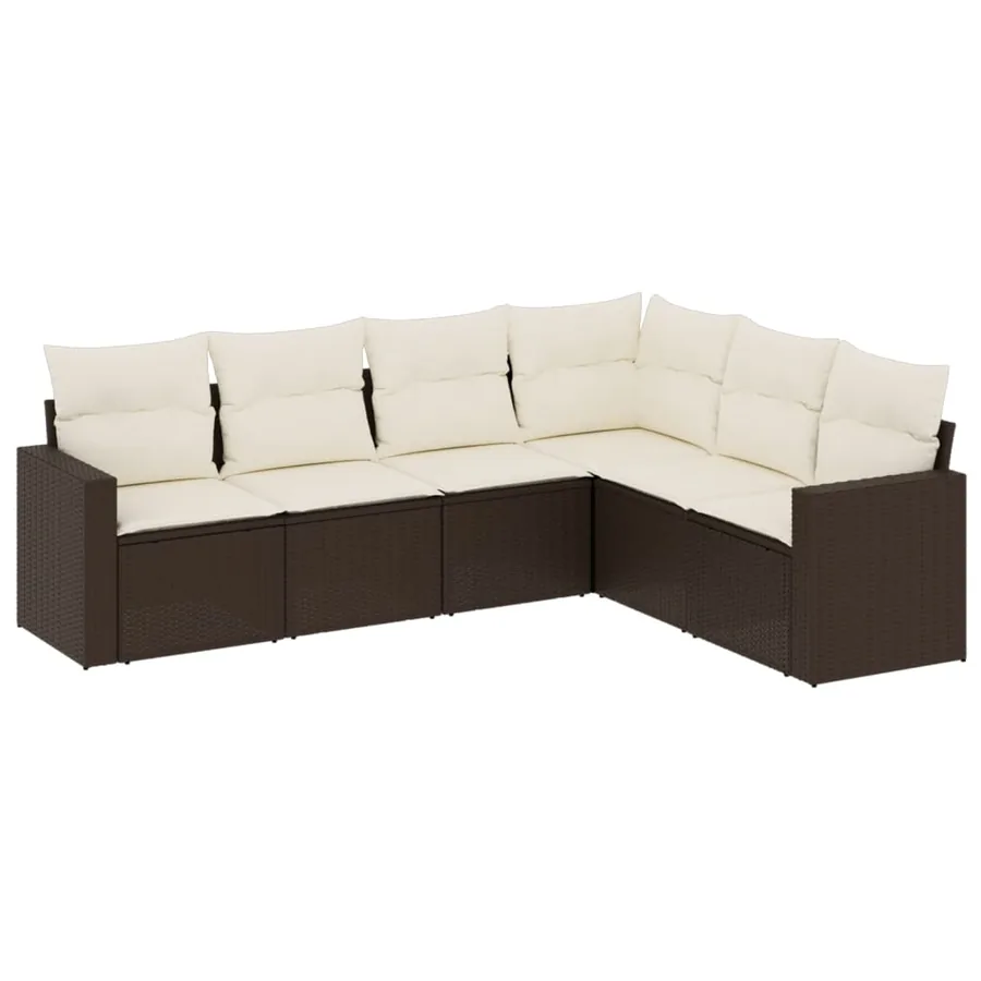Salon de jardin avec coussins 6 pcs marron résine tressée - 2
