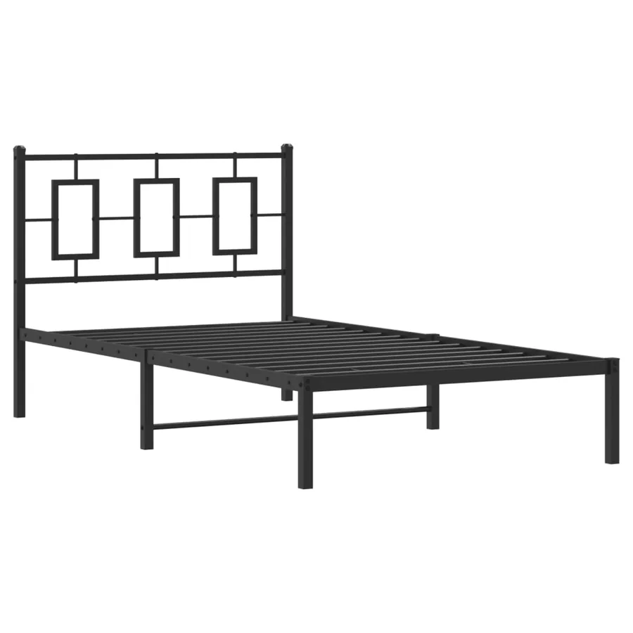 Cadre de lit métal sans matelas avec tête de lit noir 100x200cm - 3